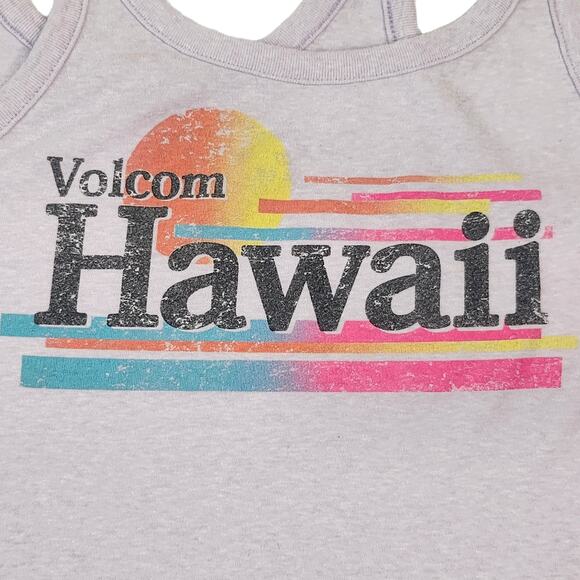 Volcom Tank Top Womens Medium Lilac Lavendar Purple Neon Rainbow Strappy Hawaii - Picture 4 of 10